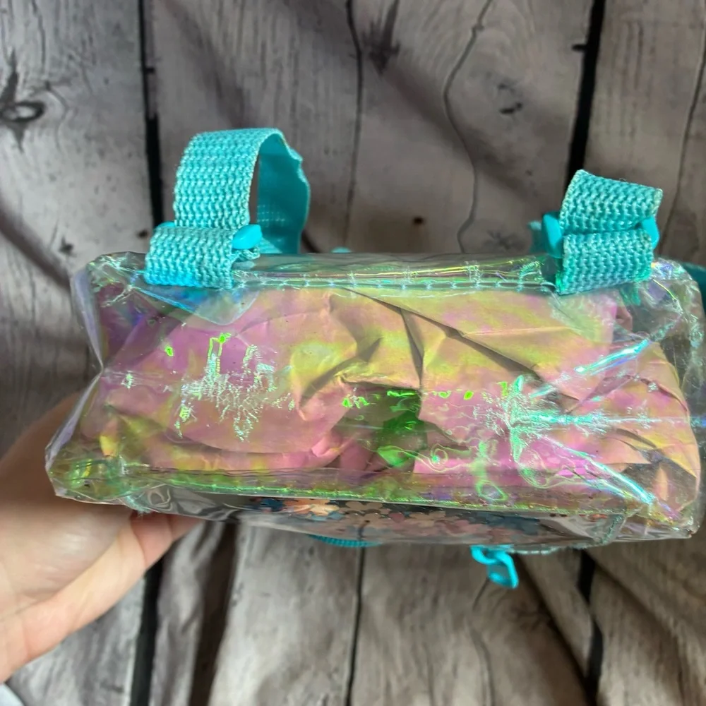 Disney Moana Clear‎ Teal Iridescent Glitter Confetti Mini Backpack DisneyCore